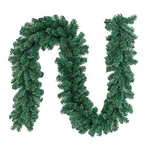 Product Cover Max4out 8.8 ft Christmas Garland Artificial Spruce Decoration, Xmas Pine Garland for Fireplace, Mantel, Stairs Railings and Doorway, Front Door