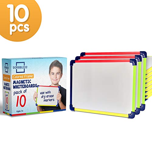 Product Cover Scribbledo Colored Frame Magnetic Dry Erase White Boards Pack of 10 l 9