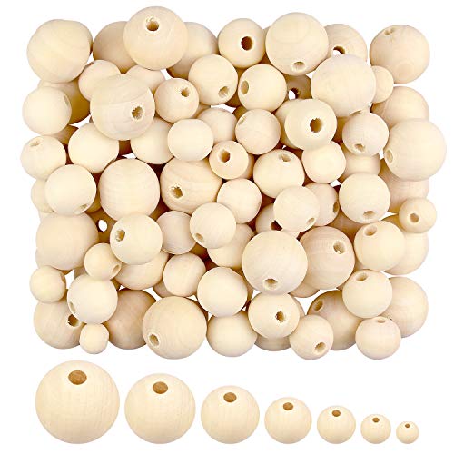 Product Cover 1000 Pieces Wooden Beads, Natural Round Wood Beads Unfinished Wood Spacer Beads Loose Beads for Crafts DIY Jewelry Making, 7Sizes (6mm, 8mm, 10mm, 12mm,14mm, 16mm,20mm)
