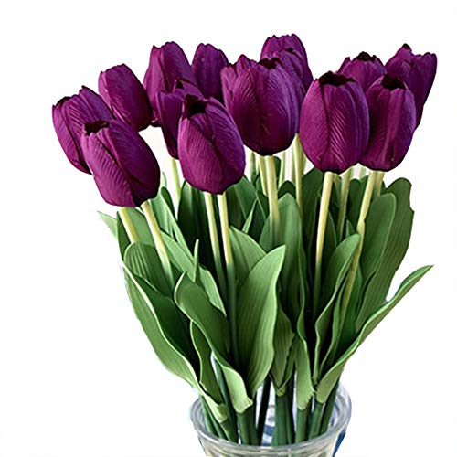 Product Cover BauiWelf 25pcs Big Tulips Artificial Flower Arrangements for Home Table Party Wedding Garden Decoration Purple