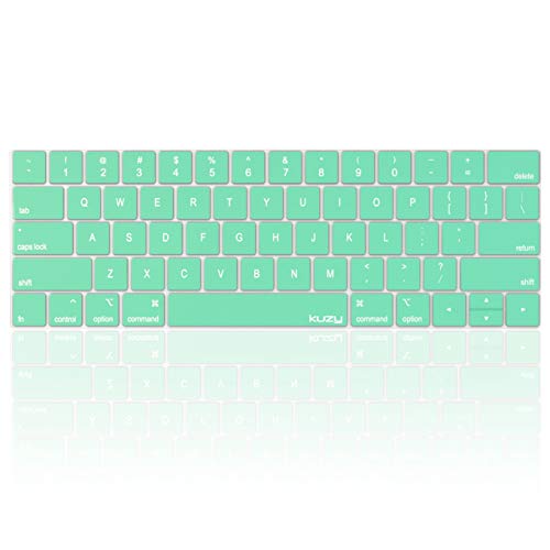 Product Cover Kuzy - MacBook Pro Keyboard Cover with Touch Bar for 13 and 15 inch New 2019 2018 2017 2016 (Apple Model A2159, A1989, A1990, A1706, A1707) Silicone Skin Protector - Mint Green