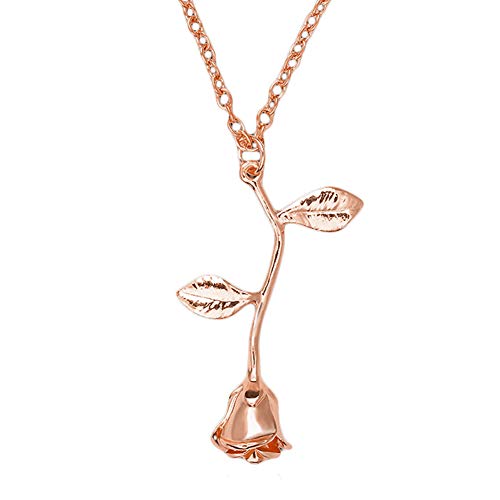 Product Cover Yinpinxinmao Elegant Rose Flower Pendant Chain Necklace Valentines Christmas Day Jewelry Gift for Women Rose Golden