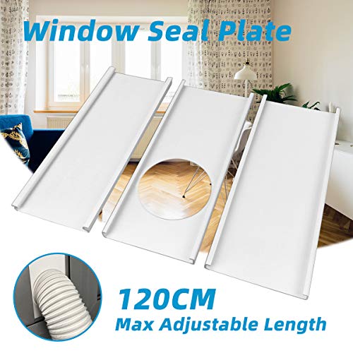 Product Cover Jeacent Portable Air Conditioner Window Seal Plates Kit, Plastic AC Vent Kit for Sliding Glass Doors and Windows, Adjustable Length Panels for Exhaust Hose of 6