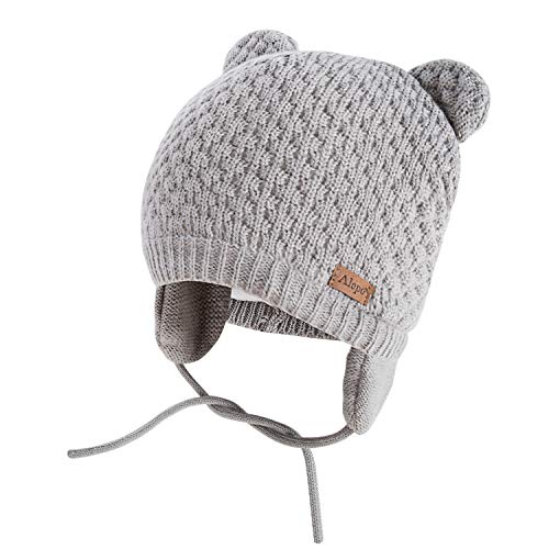 Product Cover Winter Beanie Hat for Baby Kids Toddler Infant Newborn, Earflap Cute Warm Fleece Lind Knit Cap for Boys Girls (Gray)