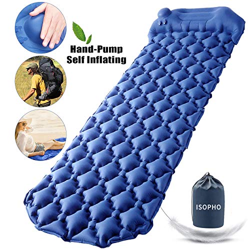 Product Cover ISOPHO Camping Sleeping Pad with Built-in Pump, Inflatable Camping Mat with Pillow, Durable Waterproof Camping Mattress for Backpacking, Traveling, Hiking