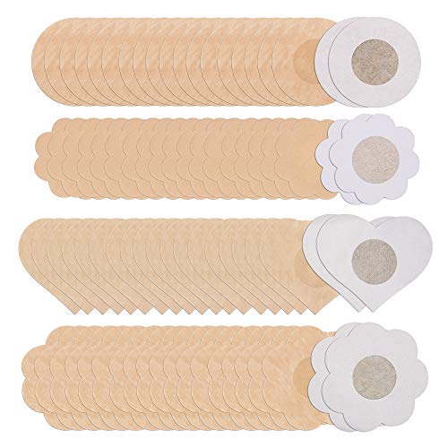 Product Cover Tugaizi 40Pairs Nipple Covers Disposable Breast Pasties Comfortable Adhesive Satin Petals Pasties Self-adhesive Petal Bra Pasties for Women (Flower Round Heart Shape)