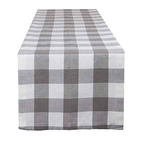 Product Cover DII Buffalo Check Tabletop Collection, 14x72 Table Runner, Gray & White