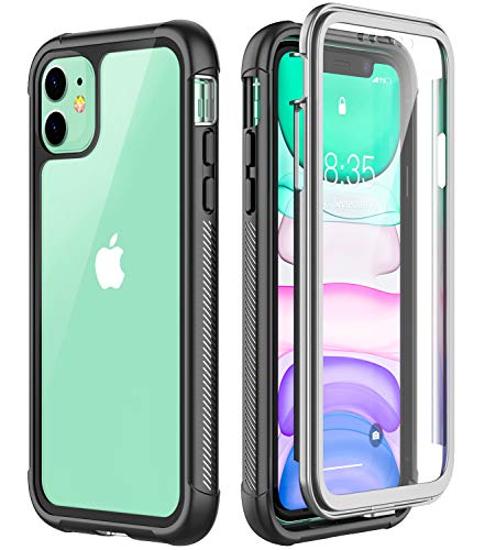 Product Cover Eonfine iPhone 11 Case, Shockproof Full-Body Heavy Duty Protection with Built-in Screen Protector Rugged Armor Cover for iPhone 11 6.1 Inch 2019 Release (Black+Clear)