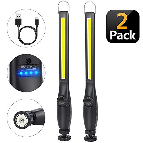 Product Cover ORHOME LED Work Light - 750 Lumens Rechargeable COB Work Light with Power Capacity Indicator, Magnetic Base, 360°Swivel, USB Cable for Car Repair, Outdoor Camping and Emergency - 2400mAh(2 Pack)