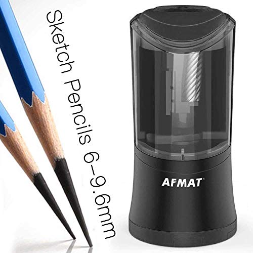 Product Cover AFMAT Long Point Pencil Sharpener, Artist Electric Pencil Sharpener, Charcoal Pencil Sharpener, Art Pencil Sharpener for 6-9.6mm Large Pencils, Rechargeable Pencil Sharpeners for Art Pencils-Black