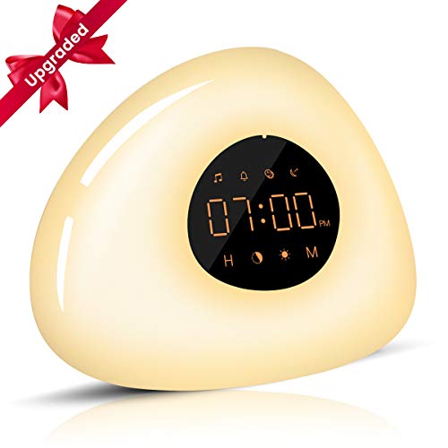Product Cover Elfeland Wake Up Light LED Alarm Clock with Sunrise/Sunset Simulation LED Clock with Snooze Function,10 Natural Sounds,7 Colors,8 Scene Lights Dimmable Bedside Lamp for Kids Adults Bedroom