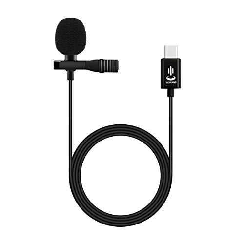 Product Cover Gepege Professional Grade Lavalier Lapel Microphone Omnidirectional Mic 360° Easy Clip On only for USB TYPE-C Interface Devices for Recording YouTube/TikTok/Kwai Conference (Black)
