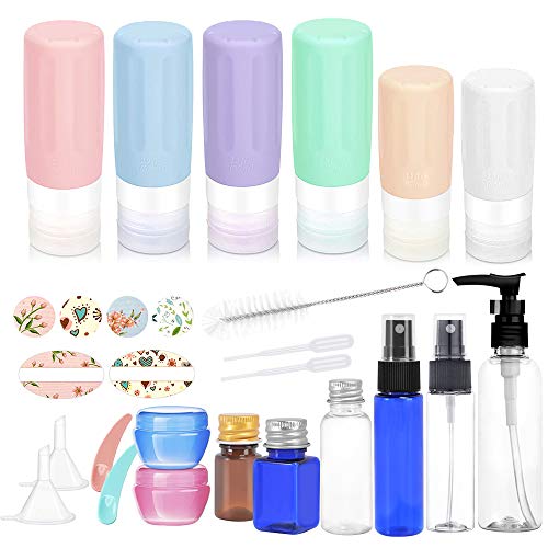 Product Cover 22 Pack Travel Bottles Set - Cehomi 3 Ounce Leakproof Silicone Refillable Travel Containers, Squeezable Travel Tube Sets, Perfect for Business Trip or Personal Travel