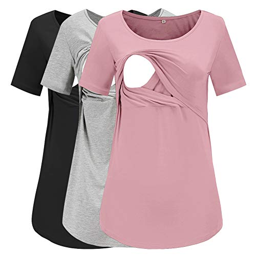 Product Cover Liu & Qu Women's Maternity Layyered Short Sleeve Nursing Tops Round Neck Breastfeeding Tunic