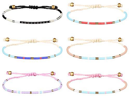 Product Cover Hanpabum 6Pcs Seed Bead Bracelets for Women Girls Handmade Braided Best Friendship Bracelets Set for Summer, 6