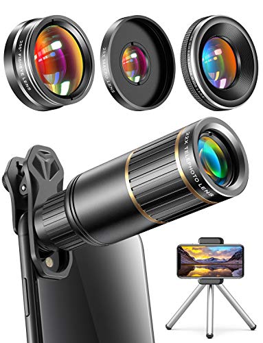 Product Cover CoPedvic Phone Camera Lens Phone Lens for iPhone Samsung Pixel Android, 22X Telephoto Lens, 4K HD 0.67X Super Wide Angle Lens&25X Macro Lens, 205° Fisheye Lens, Work as Telescope with Metal Tripod