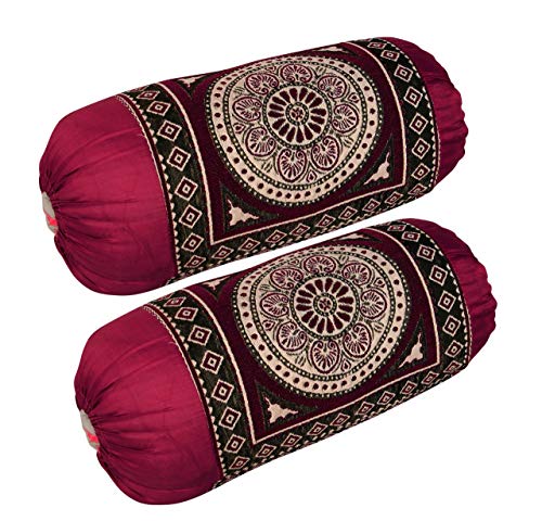 Product Cover HSR Collection Chenille Velvet Luxury Bolsters Covers (32 x 16, Maroon) - Set of 2