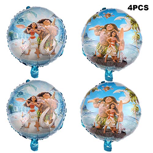 Product Cover Bsstr 4pcs Moana Inspired Party Balloons, 18 Inch Large Balloons For Birthday Moana Theme/Baby Shower Birthday Party Supplies