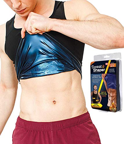 Product Cover Carecroft Sweat Shaper Vest belt for Men, Polymer Shapewear, Workout Tank top for Weight Loss waist slim trimmer tummy body slimming, hot belly burner, sauna, trainer tucker (Medium/Large)