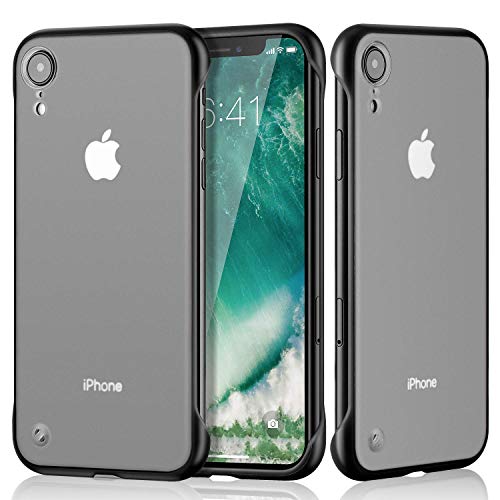 Product Cover M7 Cover Ultra Slim Frameless Hard Mate PC Cover Transparent Matte Phone Case with Finger Ring Cover for- (iPhone XR, Black)