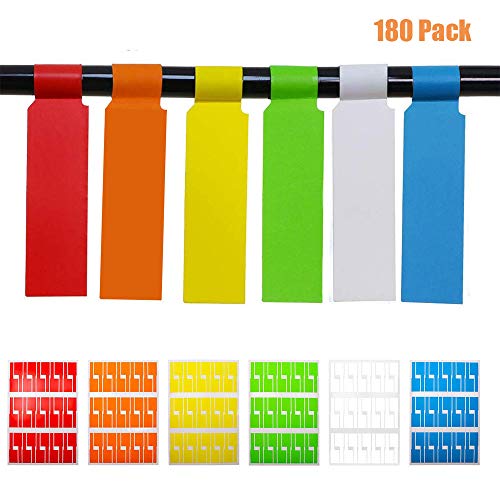 Product Cover Tuyounger 180Pcs Self Adhesive Cable Labels Waterproof Assorted Color Tear Resistant 6 Sheet Label Stickers for Office Work School Computer Cord Laser Printer (180PCS)