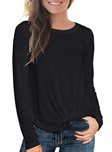 Product Cover MIHOLL Women's Long Sleeve T-Shirts Cute Twist Knot Casual Tee Shirt Tops