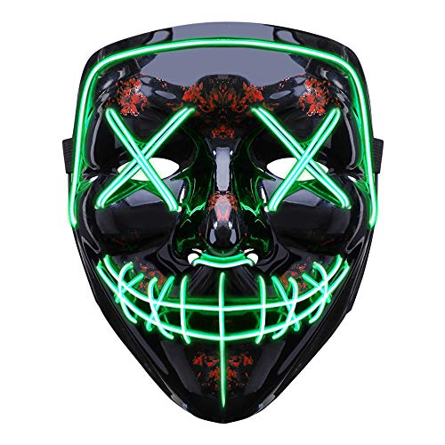 Product Cover GLIME LED Mask Halloween Scary Mask Cosplay Led Costume Mask for Halloween Party