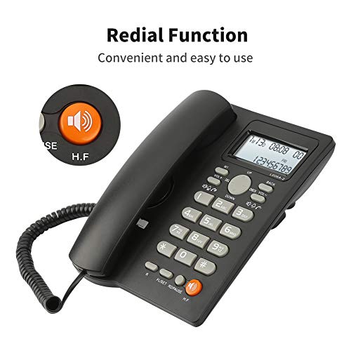 Product Cover Desktop Corded Telephone with Caller ID Display, DTMF/FSK Dual System, Wired Landline Phone for Home/Hotel/Office, Adjustable Volume, Real Time Date&Week Display, Adjustable LCD Brightness
