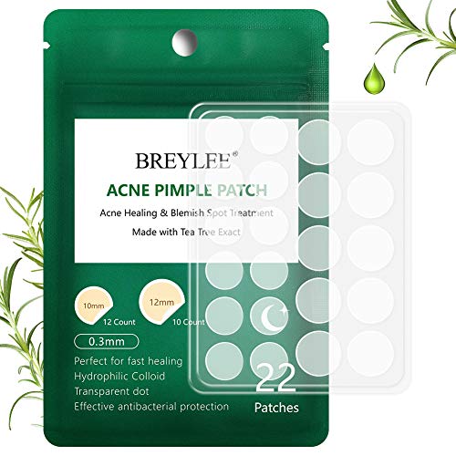 Product Cover Acne Patch, BREYLEE Acne Treatment Tea Tree Acne Dots Acne Absorbing Cover Pimple Healing Sticker Blemish Spot Treatment Hydrocolloid Acne Patch (22 Count)