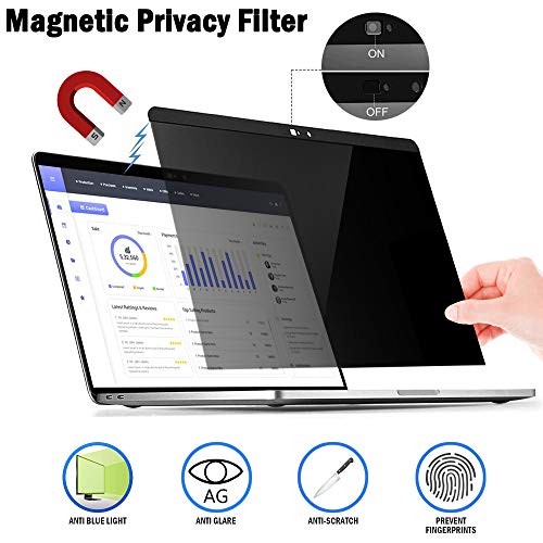 Product Cover Magnetic Privacy Laptop Screen Filter for MacBook Pro 15 - Anti Glare & Anti Blue Light Privacy Screen Filter with Webcam Cover Compatible MacBook pro 15.4 inch (15.4in)