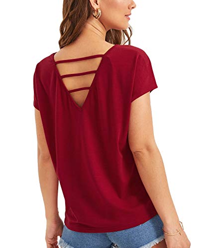 Product Cover Fabricorn Plain Maroon V-Neck Cotton Tshirt for Women (Maroon)