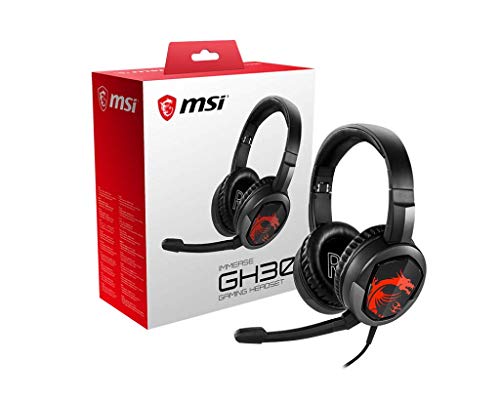 Product Cover MSI Gaming Detachable Microphone Lightweight and Foldable Headband Design 7.1 Surround Sound Stereo Gaming Headphone (Immerse GH30), Black , Large