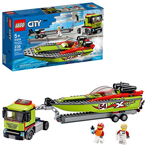 Product Cover LEGO City Race Boat Transporter 60254 Race Boat Toy, Fun Building Set for Kids, New 2020 (238 Pieces)