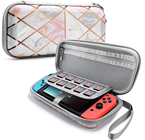 Product Cover Mumba Deluxe Ulta Slim Hard Shell Travel Case for Nintendo Switch - holds 10 Game Cartridges -Pink Marble