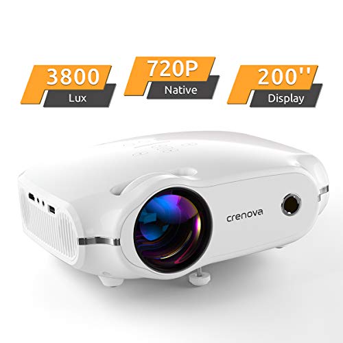 Product Cover Crenova Mini Projector, Native 720P HD Video Projector, Upgraded 3800 Lux Portable Outdoor LED Home Movie Projector with 200