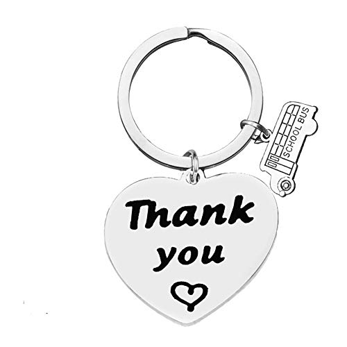 Product Cover Thank You Gift for School Bus Driver Keychain School Bus Driver Appreciation Gifts School Bus Key Ring End of The School Year Gift Thank You for Keeping Me Safe
