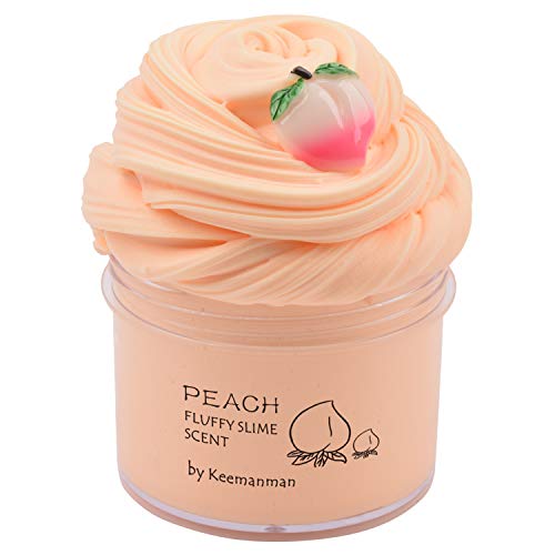 Product Cover Keemanman Peach Butter Fluffy Slime, DIY Slime Supplies Kit for Girls and Boys, Stress Relief Toy Scented Slime Toy for Kids Education, Party Favor, Gift and Birthday (7oz)