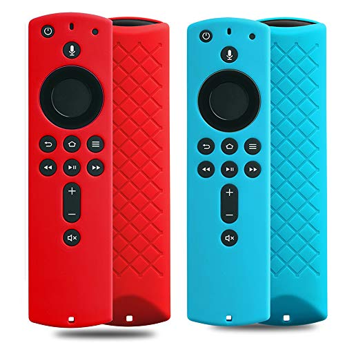 Product Cover 2 Pack Covers for All-New Alexa Voice Remote for Fire TV Stick 4K, Fire TV Stick (2nd Gen), Fire TV (3rd Gen) Shockproof Protective Silicone Case (Sky+Red)