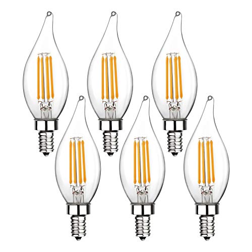 Product Cover Ohderii Candelabra LED Light Bulbs, E12 Base for Chandelier or Ceiling Fan, 4 Watt (40W Equivalent), 2700K Warm White, 400 Lumen, 20,000 Hours of Life, Non-Dimmable, 6 Pack