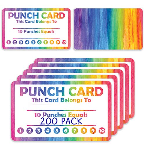 Product Cover 200 Pack Punch Cards for Classroom or Business Student Awards Loyalty Cards, for Teachers or Business Best Behavior Chart for Classroom