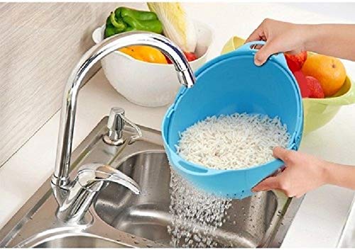 Product Cover HAPPENWELL Multipurpose Fruit and Vegetable Basket Soak, Wash, Rinse, Smart Strain & Store Rinse Bowl and Strainer Cum Basket Plastic Food Rinse Bowl