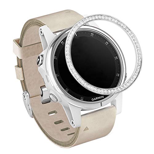Product Cover Abanen Watch Bezel for Garmin Fenix 5S, Crystal Bling Adhesive Cover Anti-Scratch Protection Sticker for Garmin Fenix 5S/5S Plus,TicWatch C2 Rose Gold,Huawei Watch GT Elegant 42mm (Silver)