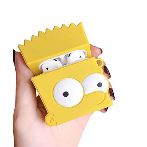 Product Cover Aikeduo for Airpods Case Cute Funny Cartoon Character Simpsons Cartoon Unique Airpod Cover Kawaii Cool Keychain Skin Fashion Animal White Bear Cases for Girls Kids Teens Boys Air pods (Simpsons)