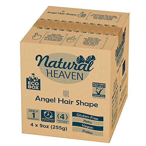 Product Cover ECOBOX Natural Heaven Pasta Substitute | Angel Hair Hearts of Palm Noodle | 4 Count 9 oz | Kosher Low Carb Keto Gluten Free Vegan Paleo Non Gmo High Fiber, Plant Base | Environmental friendly
