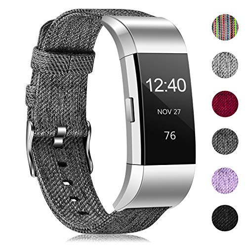Product Cover Humenn Bands Compatible with Fitbit Charge 2, Breathable Woven Fabric Quick Replacement Wristband Straps, Women Men