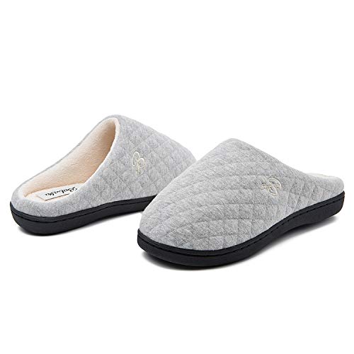 Product Cover BABAYA Slippers for Women Memory Foam Warm Cozy Slip On Home House Shoes Rubber Sole Non-Slip Indoor Outdoor Winter(9-10,Gray)