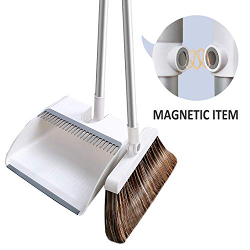 Product Cover Lonffery Broom and Dustpan Set, Magnetic Suction Small Broom Sweep Set Upright Stand Up for Home Lobby Kitchen Room Office Floor Use