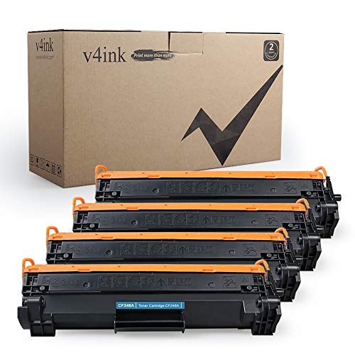 Product Cover V4INK Black 4-Packs Compatible Toner Cartridge Replacement for HP 48A CF248A M15w M29w for use in HP Laserjet Pro M15w M15a M16a M16w M15 HP Laserjet Pro MFP M28w M28a M29w M29a M29 Printer Toner Ink