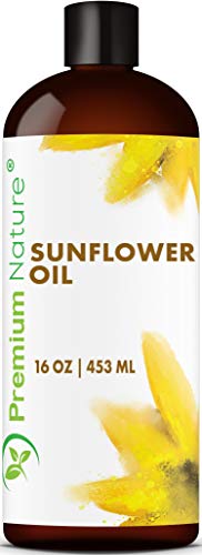 Product Cover Sunflower Oil Cold Pressed - Sunflower Seed Oil Unrefined Sun Flower Oil Face Hair Skin Sunflower Essential Oil Pure Unrefined Sunflower Oil for Massage Oil Sunflower Vitamin E Oil