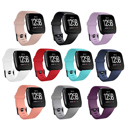 Product Cover GinCoband 10PCS Fitbit Versa 2 Bands Replacement Compatible with Fitbit Versa/Versa 2/Versa Lite/SE for Women Men (10-Pack, Small)